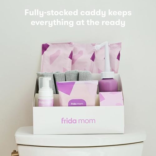 Frida Mom Postpartum Recovery Essentials Kit, Includes Disposable Underwear, Instant Ice Maxi Pads, Perineal Healing Foam, Perineal Healing Pad Liners and Upside Down Peri Bottle (11pc Gift Set) - with Peri Bottle