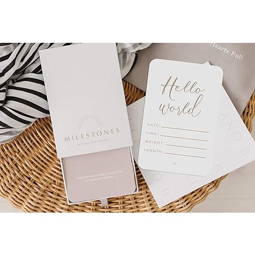 Modern Newborn Baby Milestone Cards | Hospital Announcement Cards| Newborn and Pregnancy| Nameplate (Set of 24)