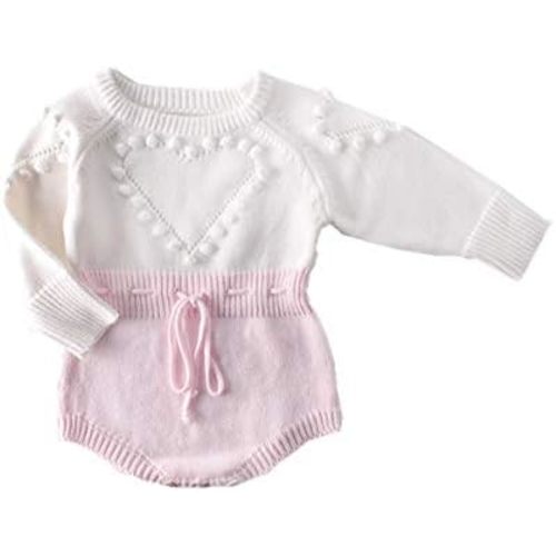 Merqwadd Infant Toddler Baby Girl Warm Romper Solid Longsleeve Knit Sweater Winter Rompers