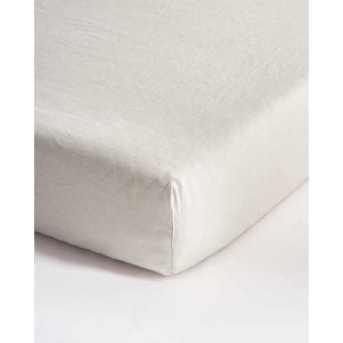 European Linen Fitted Crib Sheet in Sand