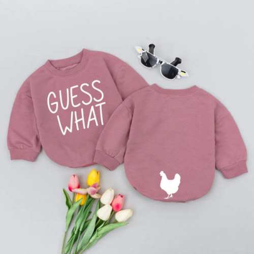 Guess What Chicken Butt Baby Romper, Funny Baby Bodysuit, Baby Shower Gift, Gender Neutral Baby Gift, Rae Dunn, Double Sided romper