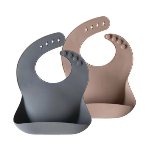 Silicone Baby Bib - Dark Grey/Warm Taupe