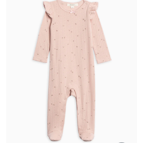 Addy Brushed Back Pointelle Flutter Sleeve Footed Romper