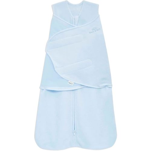 HALO Micro-Fleece Sleepsack Swaddle, 3-Way Adjustable Wearable Blanket, TOG 3.0, Baby Blue, Newborn, 0-3 Months