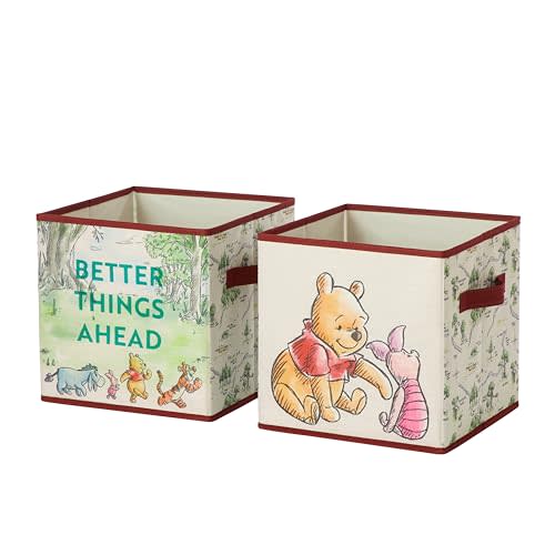 Idea Nuova Winnie the Pooh Set of 2 Durable Storage Cubes with Handles, 10"x10"x10" Cubes