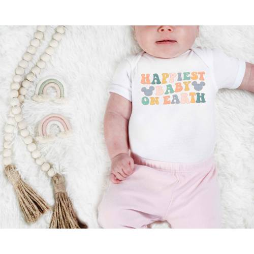 Happiest Baby On Earth Shirt Matching Family Trip Shirts Colorful Mouse Ears T-Shirt First Trip Shirts Toddler Baby Bodysuit Happiest Place