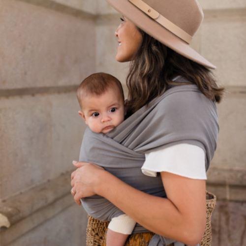 Boba Baby Wrap Carrier - Original Baby Carrier Wrap, Baby Sling for Newborns - Baby Wearing Essentials - Hands-Free Newborn Wrap Swaddle Holder, Newborn to Toddler Infant Baby Sling, 7-35 lbs (Grey)