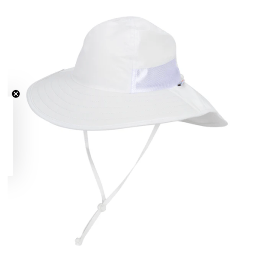 Kids Wide Brim + Flap Neck Sun Protective Adventure Hat - White