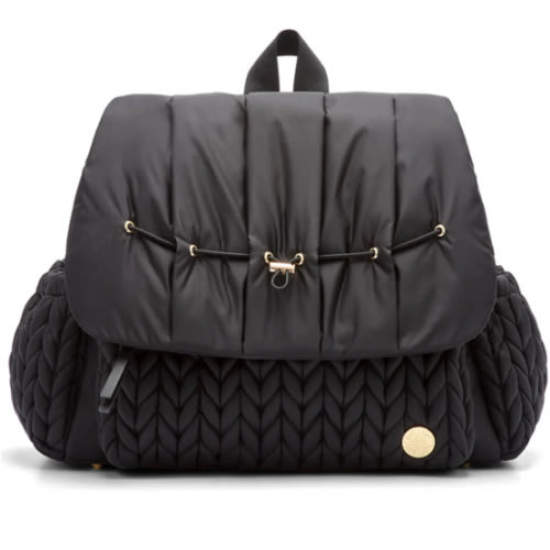 Levy Stylish Diaper Backpack - Black Herringbone