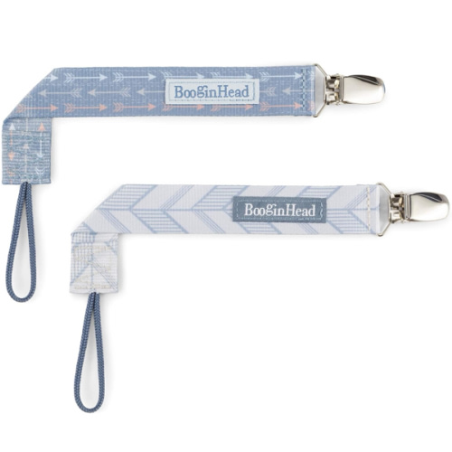 BooginHead by Infantino PaciGrip 2-Pack Pacifier Clips – Universal Fit, Gentle on Clothes, Keeps Pacifiers Clean & Close, Ages 0-36 Months, Blue Arrows