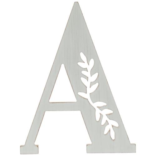 White Leafy Letter Wood Wall Decor