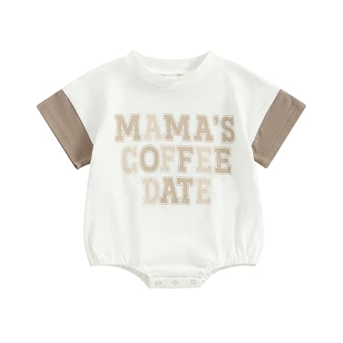 Bonangber Baby Boy Bubble Romper Daddys/Mamas Lil Dude Color Block Short Sleeve Oversized Bodysuit Newborn Summer Outfit