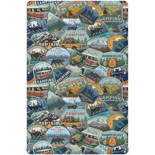 Fitted Crib Sheets for Baby Boys or Girls Soft Breathable Baby Play Yard Sheet for Standard Size Crib Mattress 52x28in Camping National Park Colorful Labels Emblems (2)