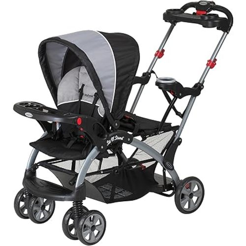 Baby Trend Sit N' Stand Children Kids Lightweight Foldable Portable Dual Front and Back Seat Ultra Stroller with Parent and Child Tray, Phantom