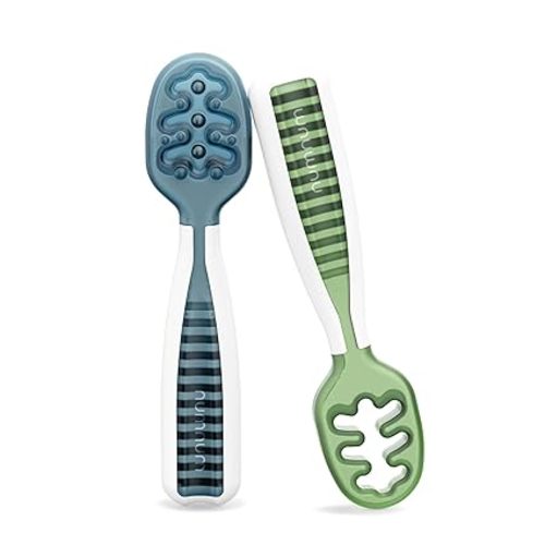 NumNum Baby Spoons Set, 2 Pack Blue/Green