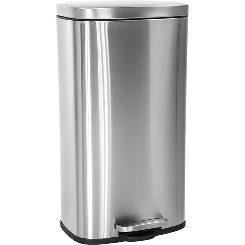 8 Gallon(30L) Trash Can, Fingerprint Proof Stainless Steel Kitchen Garbage Can with Removable Inner Bucket and Hinged Lids, Pedal Rubbish Bin for Home Office