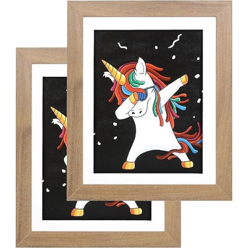 FrameWorks 2-Pack, 10" x 12.5" Dark Oak Wooden Kids Art Frame with Magnetic Door – Display for 3D Artwork, Photos, Crafts – Gallery Style Edges Wall Decor for Home, Playroom, Easy Access Frame