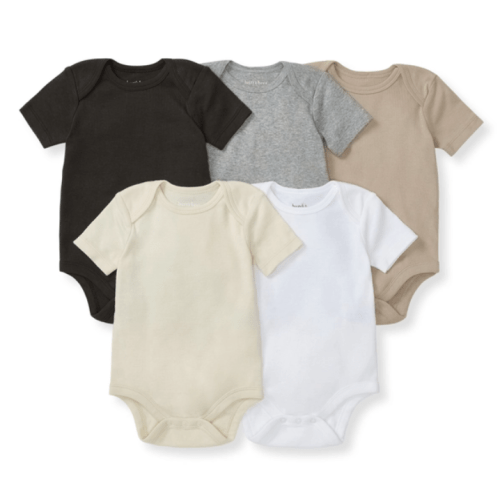 Solid Organic Cotton Short Sleeve Baby Bodysuits 5 Pack Midnight