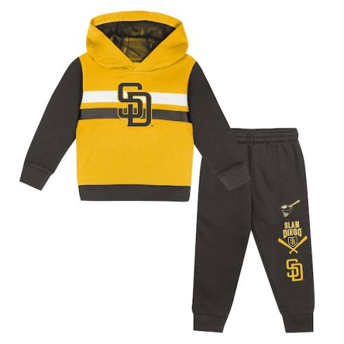 Toddler San Diego Padres Gold/Brown Wind Up Pullover Hoodie and Sweatpants Set