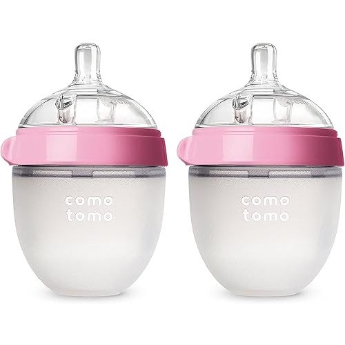 Comotomo Baby Bottle, Pink, 5 Ounce, 2 Count (Pack of 1)
