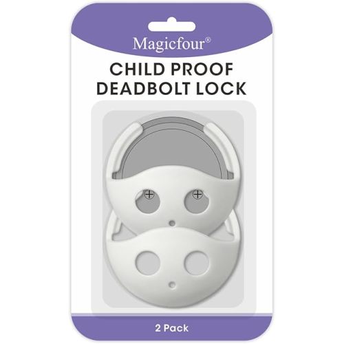 Magicfour Child Proof Deadbolt Lock, 2 Pack Door Safety Deadbolt Lock for Kids, Universal Size Deadbolt Child Safety Lock Cover Fits Most Deadbolt
