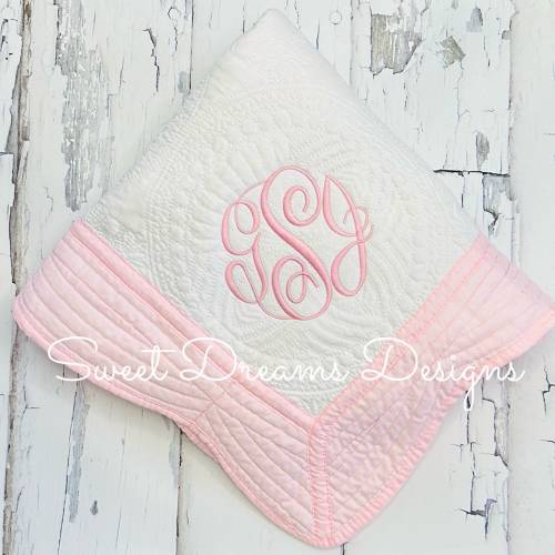 Personalized Baby Quilts - Boys and Girls - Pink, Blue, White - Monogrammed Quilt - Baby Gift