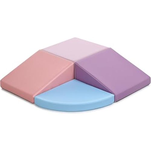 Climbing Foam Blocks for Toddlers: PU Leather Foam Blocks for Kids Active Play - Toddler Climbing Toys Indoor - Durable Playground Gym Preschool Toddler Toys for Boys and Girls (Purple/Pink)