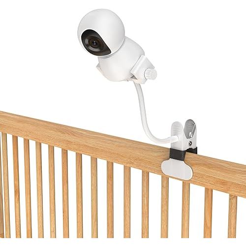Upgraded Baby Monitor Mount - Universal Adjustable Baby Camera Clip Mount for Hello Baby, Nanit Pro, Infant Optics, VTech & Most Baby Monitors, Detachable Arm Monitor Holder Flex Stand for Crib