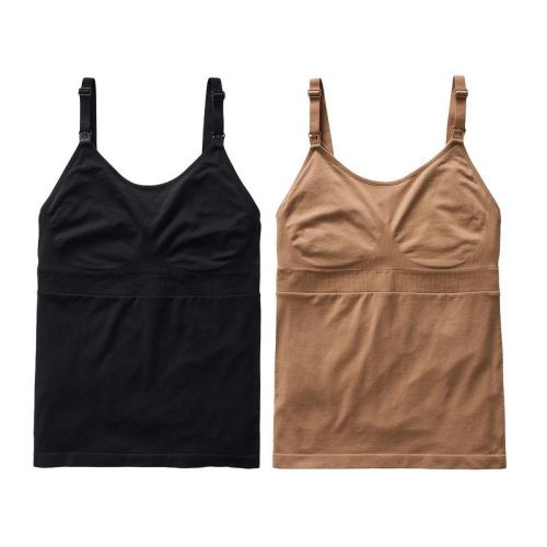 Ingrid & Isabel Basics Maternity Nursing & Pumping Cami Bundle 2 Pack Black & Taupe Size M