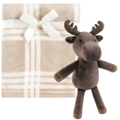 Hudson Baby Infant Boy Plush Blanket with Toy, Modern Moose, One Size