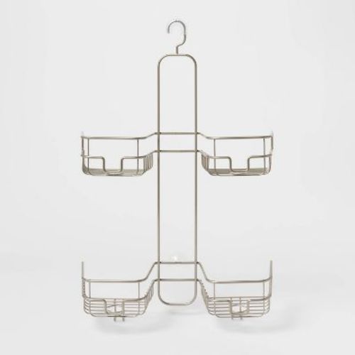 Hose Round Wire Shower Caddy Silver - Threshold™: Steel Hanging Organizer, Rust-resistant With Suction Cups