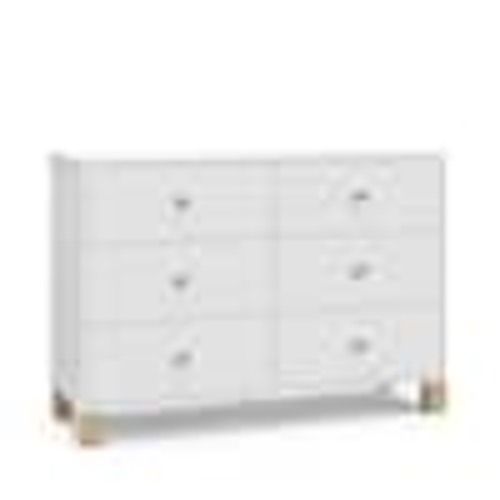 Storkcraft California White and Driftwood 6-Drawer 47.72 in. Wide Dresser 03766-2071
