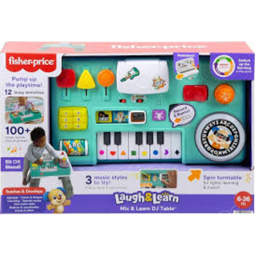 Amazon.com: Fisher-Price Laugh & Learn Baby & Toddler Toy Mix & Learn DJ Table Musical Activity Center with Lights & Sounds for Ages 6+ Months : Toys & Games