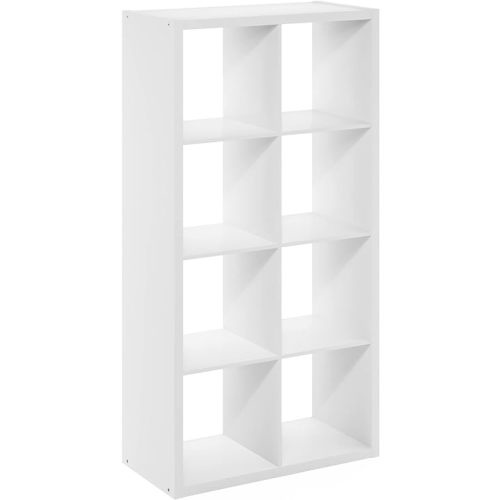 Furinno Cubicle Open Back Decorative Cube Storage Organizer, 8-Cube, White
