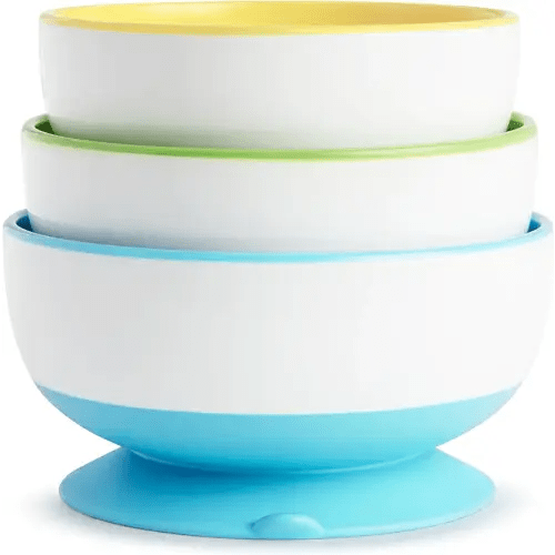 Amazon.com: Munchkin Stay Put Suction Bowls for Babies and Toddlers, 3 Pack, Blue/Green/Yellow : Baby