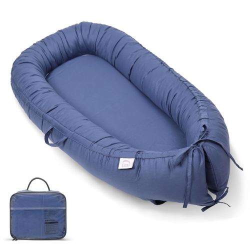 EAQ Baby Lounger, Snuggle Me Lounger, Portable Baby Nest Breathable & Soft, 100% Cotton Baby Lounger Pillow, Safe Baby Bassinet for Co-Sleeping, Nursery, Travel, Playtime