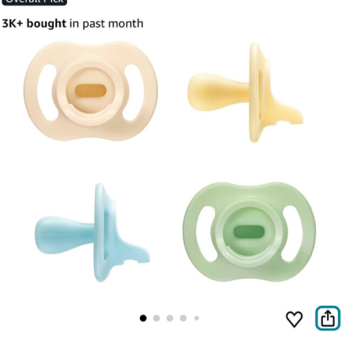 Tommee Tippee Ultra-Light StayPut Pacifier, One-Piece Silicone Design, 0-6m, 4 Pack