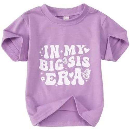 KEKEMI in My Big Sis Era Graphic Shirt Toddler Girl Promoted to Big Sister T-Shirt Baby Short Sleeve Summer Crewneck Tee Tops