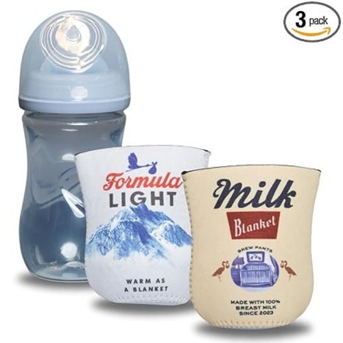 American Beer Themed Coozies for Baby Bottles - Funny Gift for New Parents & Baby Showers - (2 Premium Designed Neoprene Coozies + BPA/Lead/Phthalate Free Bottle Included) (Design 3)