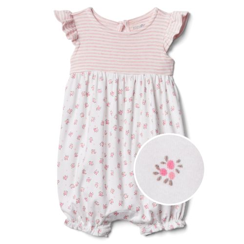 Favorite print flutter shorty one-piece in white