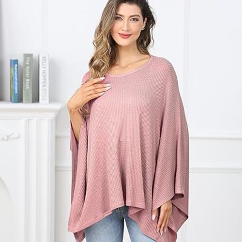 Knit Nursing Cover for Baby Breastfeeding, Cozy Swaddle, Breathable and Soft, Wide Neck with Stretch for Easy View (Pink)