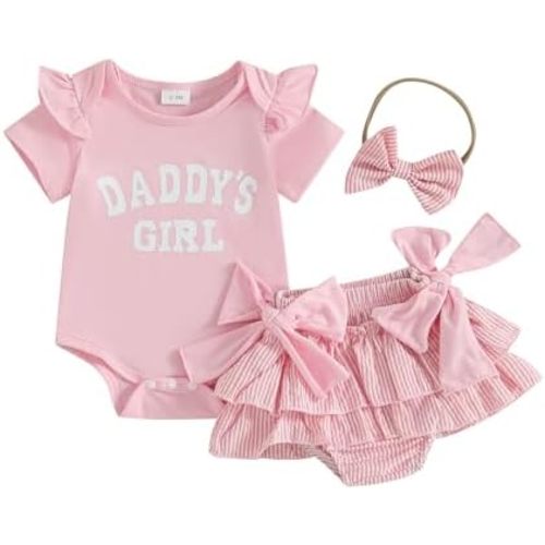 Daddy's Girl Outfit | Pink Stripes | 3-6M