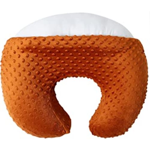 Nursing Pillow and Positioner Breastfeeding and Bottle Feeding, Propping Baby, Tummy Time, Sitting Support, with Removable Polyester Cover, Minky dots Fabric, for Baby Boy and Baby Girl(Pumkin Spice)