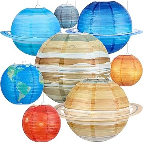 Hortsun 8 Pack Space Paper Lanterns Planets Lanterns Out of This World Space Lanterns Hanging Planets Lanterns Hanging Solar System Lanterns for Birthday Outer Space Party Decorations