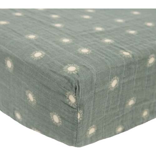 Organic Cotton Muslin Crib Sheet, Sage Suns - Little Unicorn | Maisonette