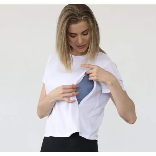 Abigail Short Sleeve Nursing T-Shirt (Blanc) – Sweat and Milk LLC
