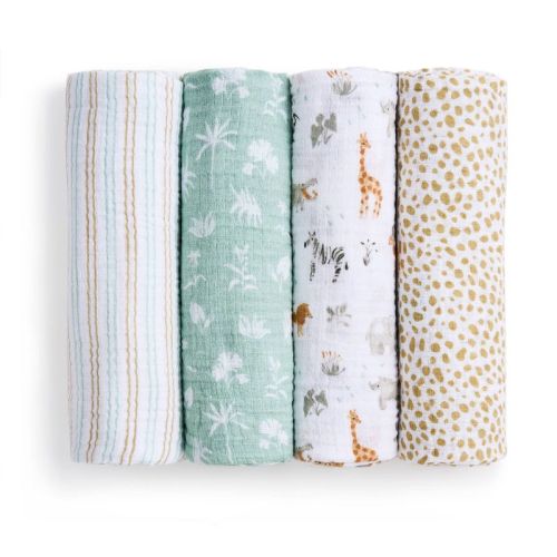 aden + anais essentials Muslin Swaddle Blankets - Woodland - 4pk