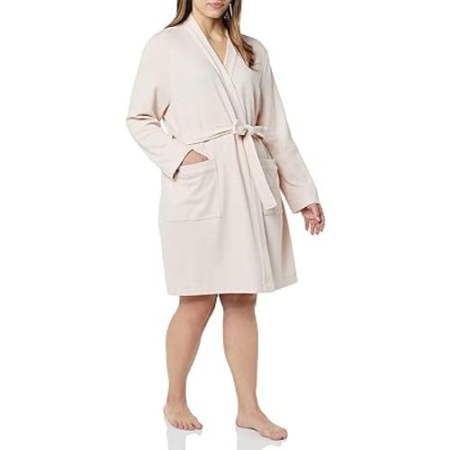 Amazon Essentials Women's Lightweight Cotton Waffle Mid-Length Bathrobe (Available in Plus Size)