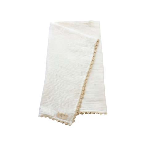 Crochet Trim Swaddle - Cloud