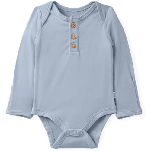 Little Sleepies Newborn Henley Bodysuit, Soft Viscose from Bamboo Long Sleeve Bodysuit for Baby Boys & Girls, Baby Clothes